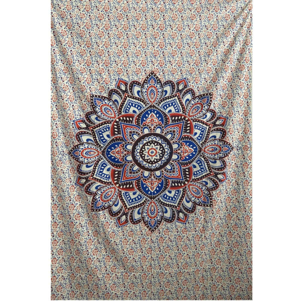 Red + Blue Floral Mandala Tapestry Red by Zest For Life